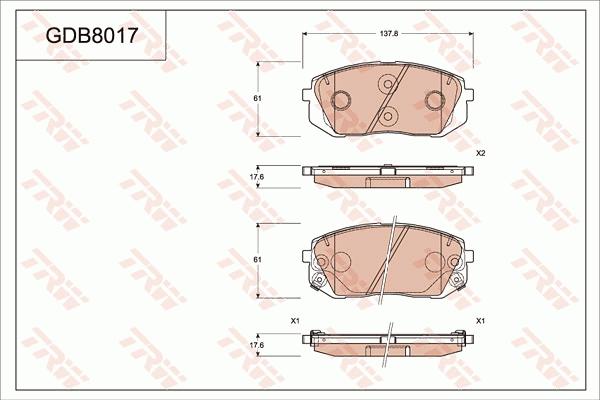 TRW GDB8017 - Kit pastiglie freno, Freno a disco autozon.pro