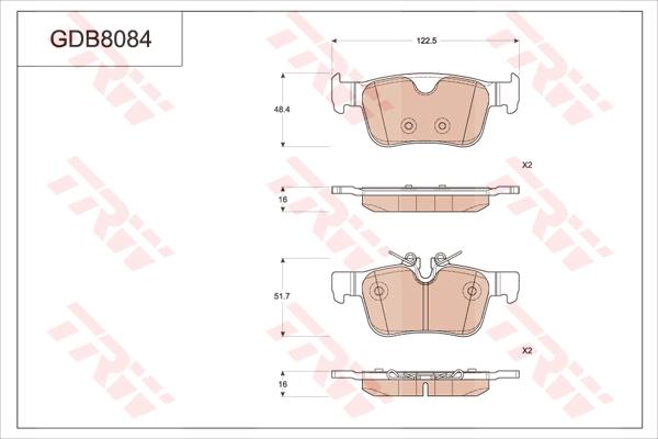 TRW GDB8084 - Kit pastiglie freno, Freno a disco autozon.pro