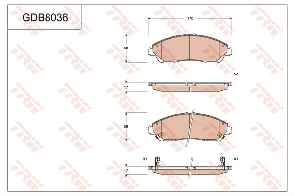 TRW GDB8036 - Kit pastiglie freno, Freno a disco autozon.pro