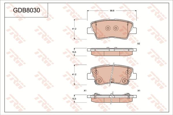 TRW GDB8030 - Kit pastiglie freno, Freno a disco autozon.pro