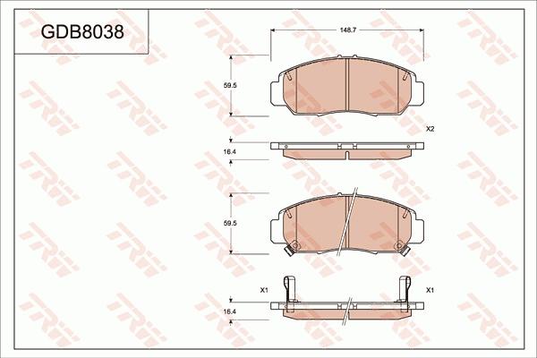 TRW GDB8038AT - Kit pastiglie freno, Freno a disco autozon.pro