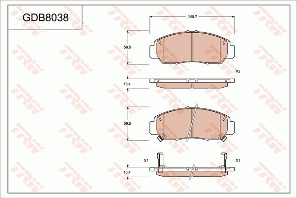 TRW GDB8038 - Kit pastiglie freno, Freno a disco autozon.pro