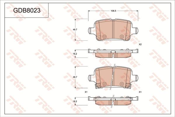 TRW GDB8023DT - Kit pastiglie freno, Freno a disco autozon.pro