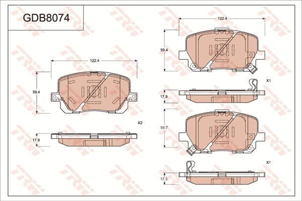 TRW GDB8074 - Kit pastiglie freno, Freno a disco autozon.pro