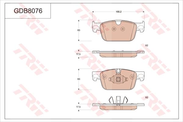 TRW GDB8076 - Kit pastiglie freno, Freno a disco autozon.pro