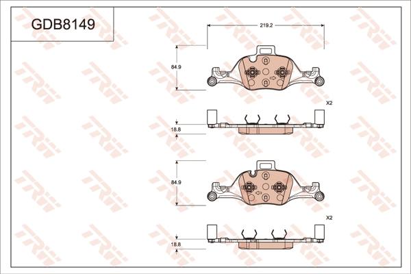 TRW GDB8149 - Kit pastiglie freno, Freno a disco autozon.pro