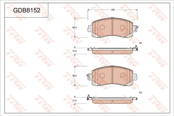 TRW GDB8152DT - Kit pastiglie freno, Freno a disco autozon.pro