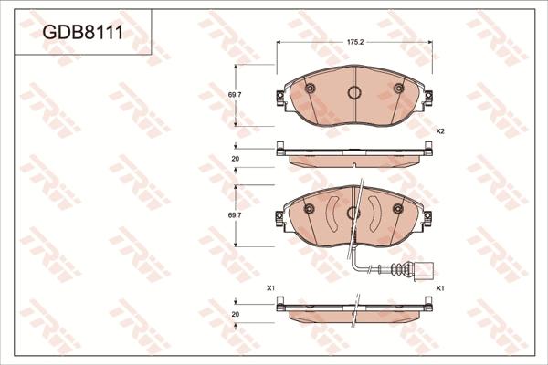 TRW GDB8111 - Kit pastiglie freno, Freno a disco autozon.pro