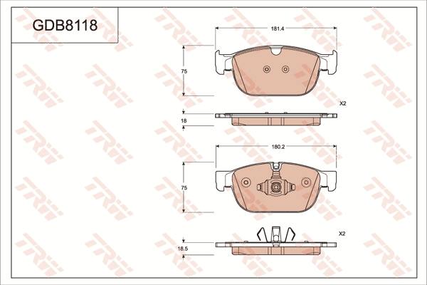 TRW GDB8118 - Kit pastiglie freno, Freno a disco autozon.pro