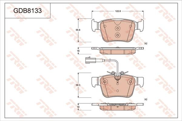 TRW GDB8133 - Kit pastiglie freno, Freno a disco autozon.pro