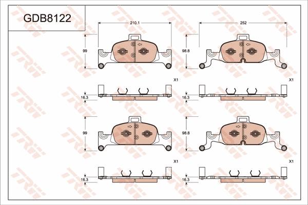 TRW GDB8122 - Kit pastiglie freno, Freno a disco autozon.pro