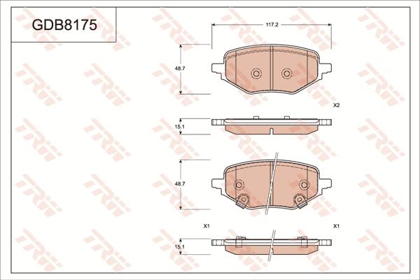 TRW GDB8175DT - Kit pastiglie freno, Freno a disco autozon.pro