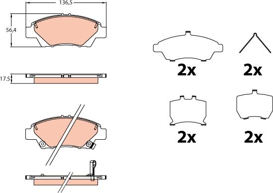 TRW GDB3643 - Kit pastiglie freno, Freno a disco autozon.pro