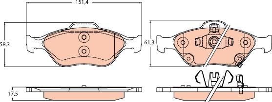 TRW GDB3625 - Kit pastiglie freno, Freno a disco autozon.pro