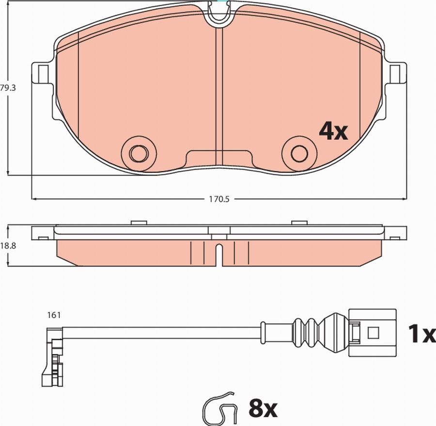 TRW GDB2486 - Kit pastiglie freno, Freno a disco autozon.pro