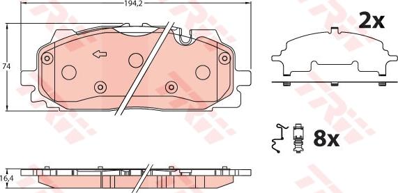 TRW GDB2190 - Kit pastiglie freno, Freno a disco autozon.pro