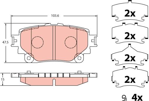 TRW GDB2343 - Kit pastiglie freno, Freno a disco autozon.pro