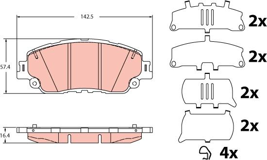 TRW GDB2354 - Kit pastiglie freno, Freno a disco autozon.pro