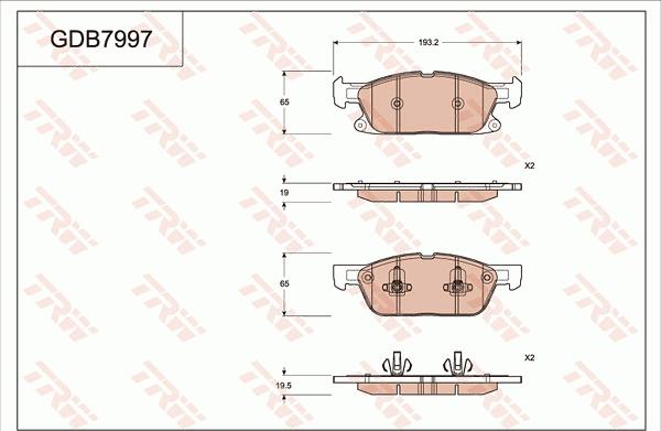 TRW GDB7997DT - Kit pastiglie freno, Freno a disco autozon.pro