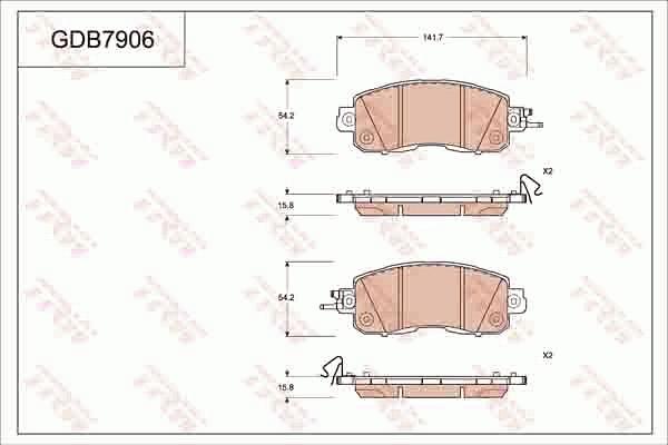 TRW GDB7906AT - Kit pastiglie freno, Freno a disco autozon.pro