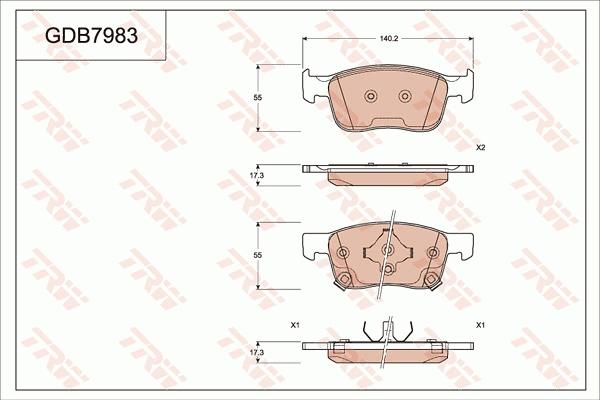 TRW GDB7983AT - Kit pastiglie freno, Freno a disco autozon.pro