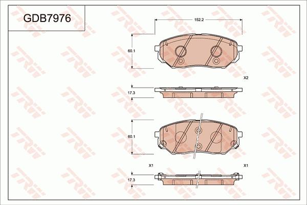 TRW GDB7976 - Kit pastiglie freno, Freno a disco autozon.pro