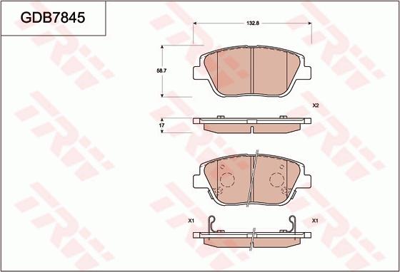 TRW GDB7845 - Kit pastiglie freno, Freno a disco autozon.pro