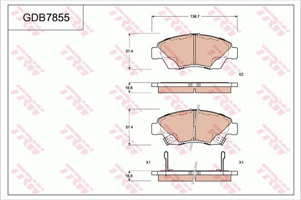 TRW GDB7855 - Kit pastiglie freno, Freno a disco autozon.pro