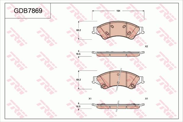 TRW GDB7869UT - Kit pastiglie freno, Freno a disco autozon.pro