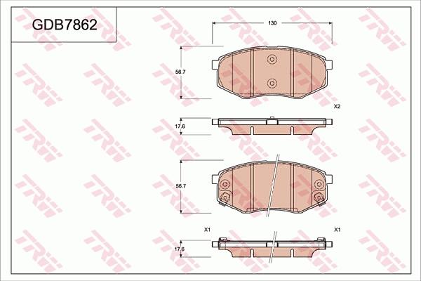 TRW GDB7862 - Kit pastiglie freno, Freno a disco autozon.pro