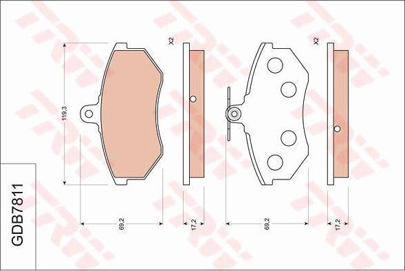 TRW GDB7811 - Kit pastiglie freno, Freno a disco autozon.pro