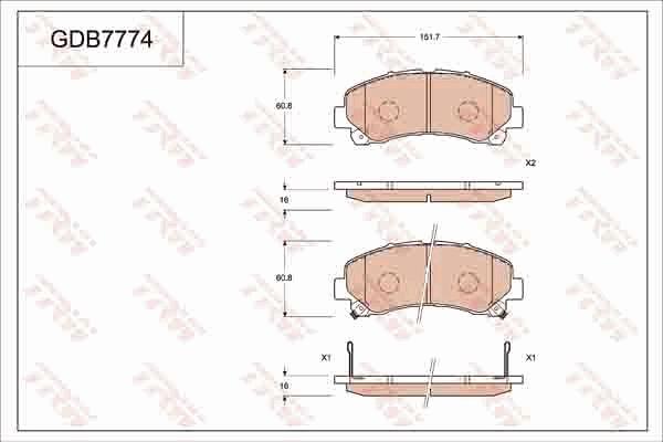 TRW GDB7774 - Kit pastiglie freno, Freno a disco autozon.pro