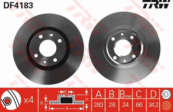 TRW GTD1124 - Kit freno, Freno a disco autozon.pro