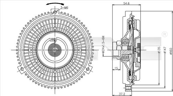 TYC 802-0061 - Giunto di collegamento, Ventilatore radiatore autozon.pro