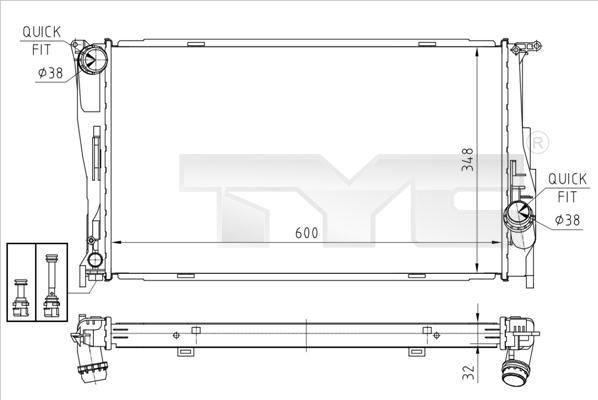 TYC 703-0008 - Radiatore, Raffreddamento motore autozon.pro