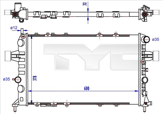 TYC 725-0041-R - Radiatore, Raffreddamento motore autozon.pro