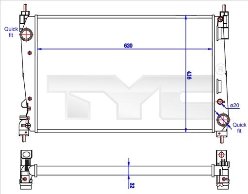 TYC 725-0042-R - Radiatore, Raffreddamento motore autozon.pro