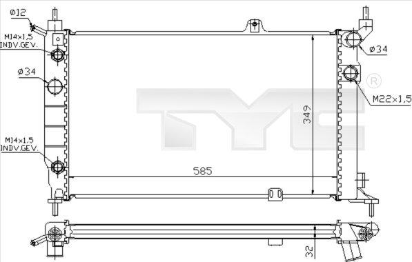 TYC 725-0002 - Radiatore, Raffreddamento motore autozon.pro