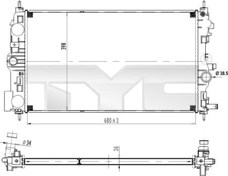 TYC 725-0037 - Radiatore, Raffreddamento motore autozon.pro