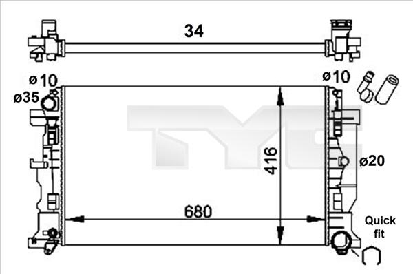 TYC 721-0014-R - Radiatore, Raffreddamento motore autozon.pro