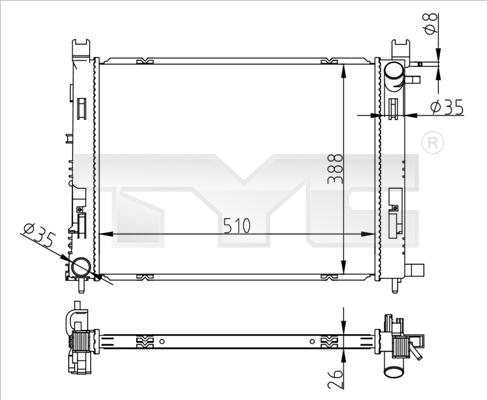 TYC 728-0062 - Radiatore, Raffreddamento motore autozon.pro