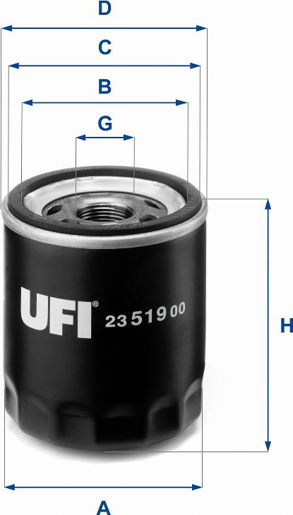 UFI 23.519.00 - Filtro olio autozon.pro