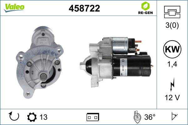 Valeo 458722 - Motorino d'avviamento autozon.pro