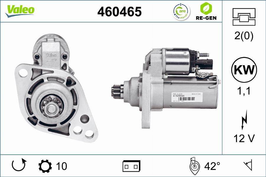 Valeo 460465 - Motorino d'avviamento autozon.pro