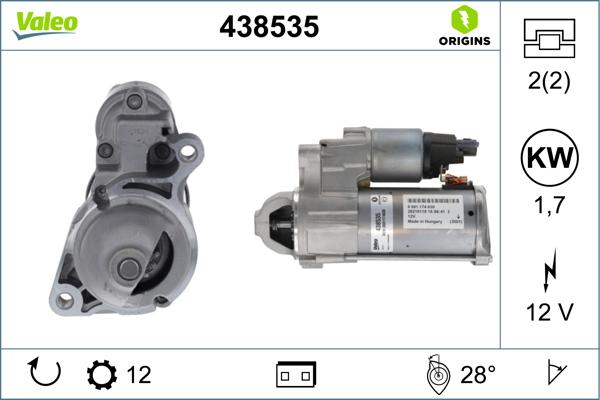 Valeo 438535 - Motorino d'avviamento autozon.pro