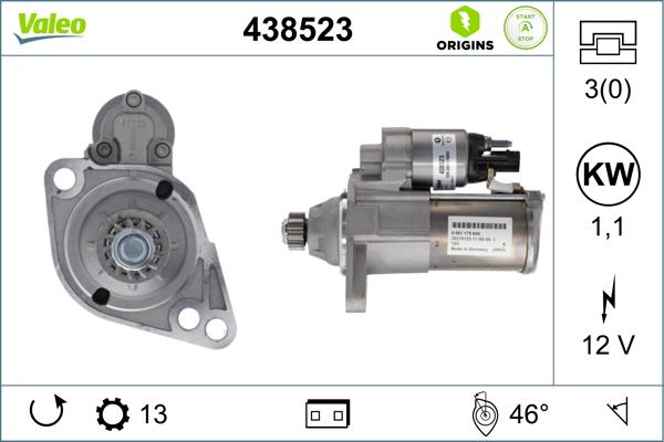 Valeo 438523 - Motorino d'avviamento autozon.pro