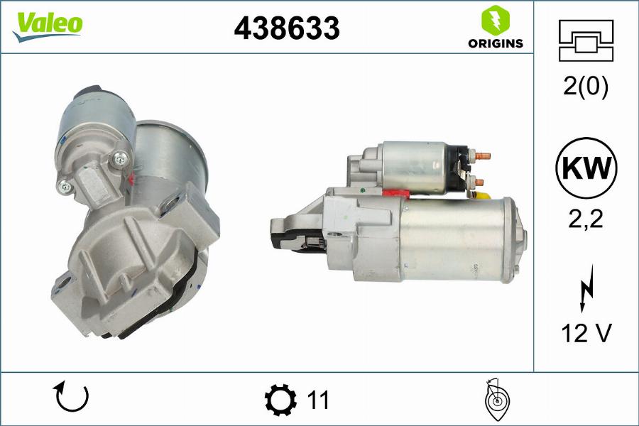 Valeo 438633 - Motorino d'avviamento autozon.pro