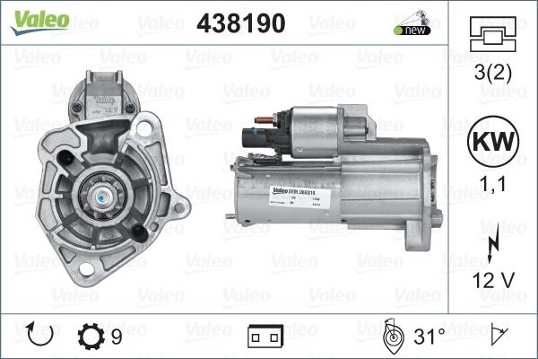 Valeo 438190 - Motorino d'avviamento autozon.pro