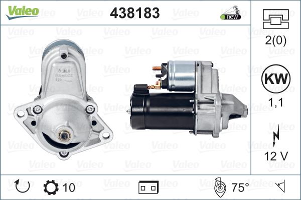 Valeo 438183 - Motorino d'avviamento autozon.pro