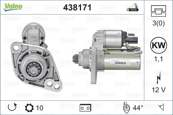 Valeo 438171 - Motorino d'avviamento autozon.pro